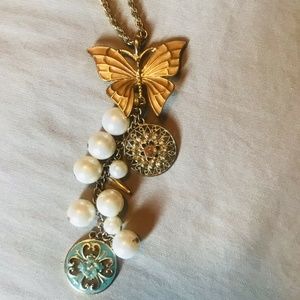 2/8, 3/11, or 4/14 Butterfly & Faux Pearl Necklace